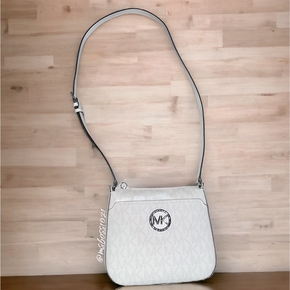 Michael Kors Samira Lg Ns Crossbody Opt Wht/AllumBRAND NEW